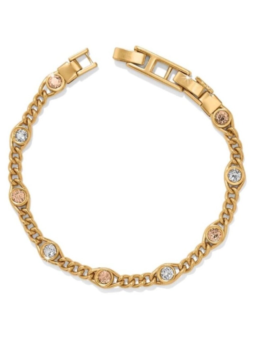 New Brighton Gold Crystals Trust Life Stack Fold Over Chain Bracelet Jewelry
